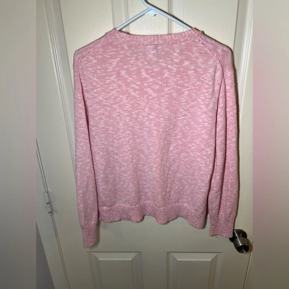 J.Crew Pink Heathered Cotton Blend Sweater Women’s Size L Crewneck